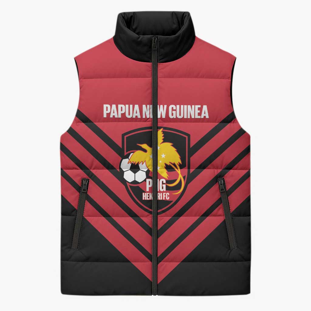 Hekari Papua New Guinea Football Custom Sleeveless Puffer Jacket Go PNG Red Army LT14 Unisex Red - Polynesian Pride