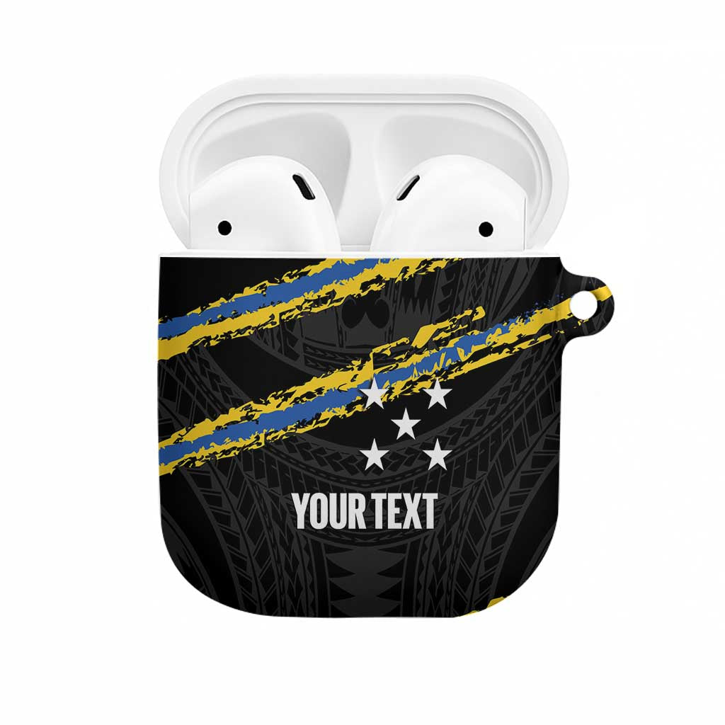 Kings Solomon Islands Football Custom AirPods Case Come On Solomons Polynesian Grunge Style LT14 Black - Polynesian Pride