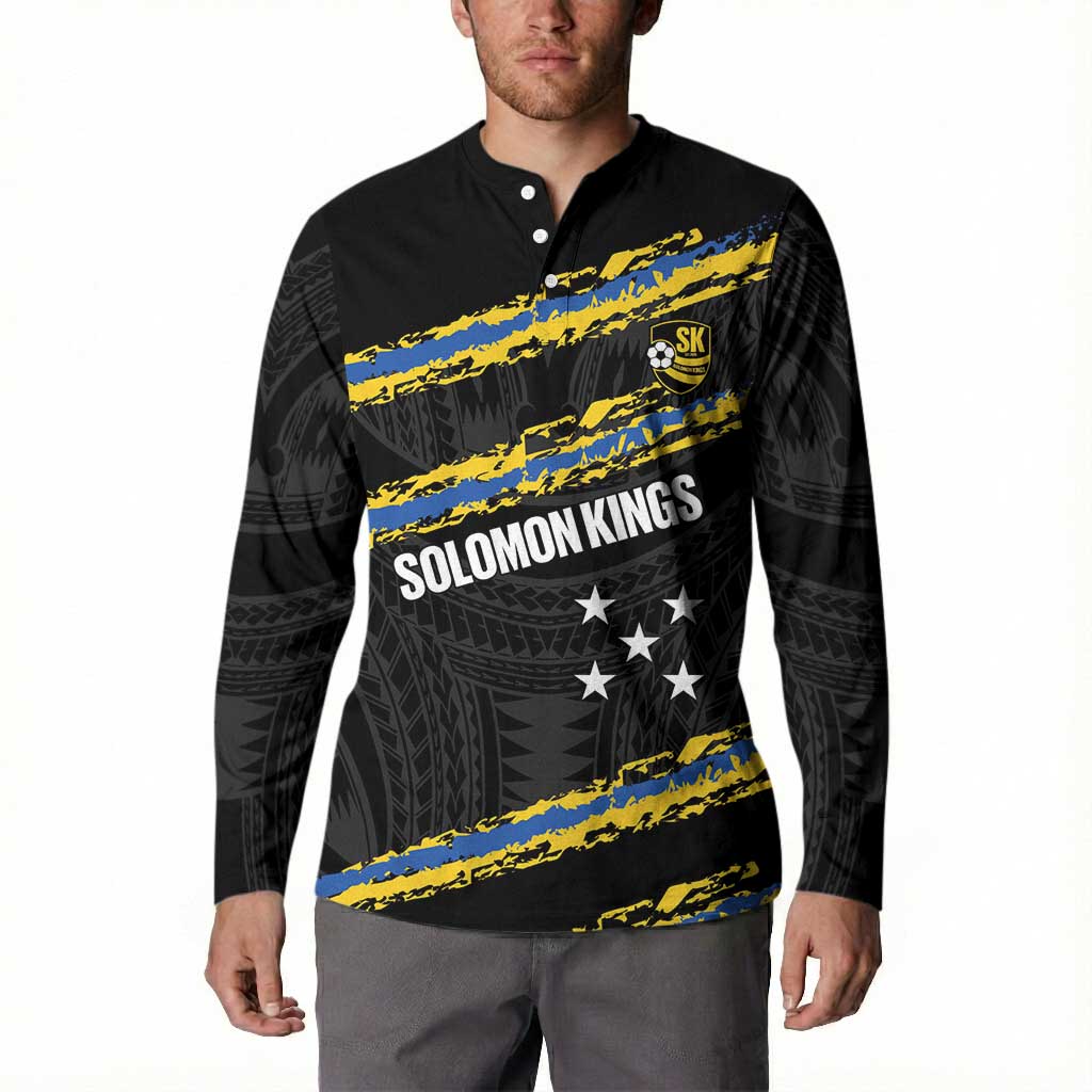 Kings Solomon Islands Football Custom Button Sweatshirt Come On Solomons Polynesian Grunge Style LT14 - Polynesian Pride