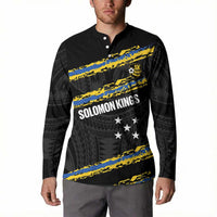 Kings Solomon Islands Football Custom Button Sweatshirt Come On Solomons Polynesian Grunge Style LT14 - Polynesian Pride