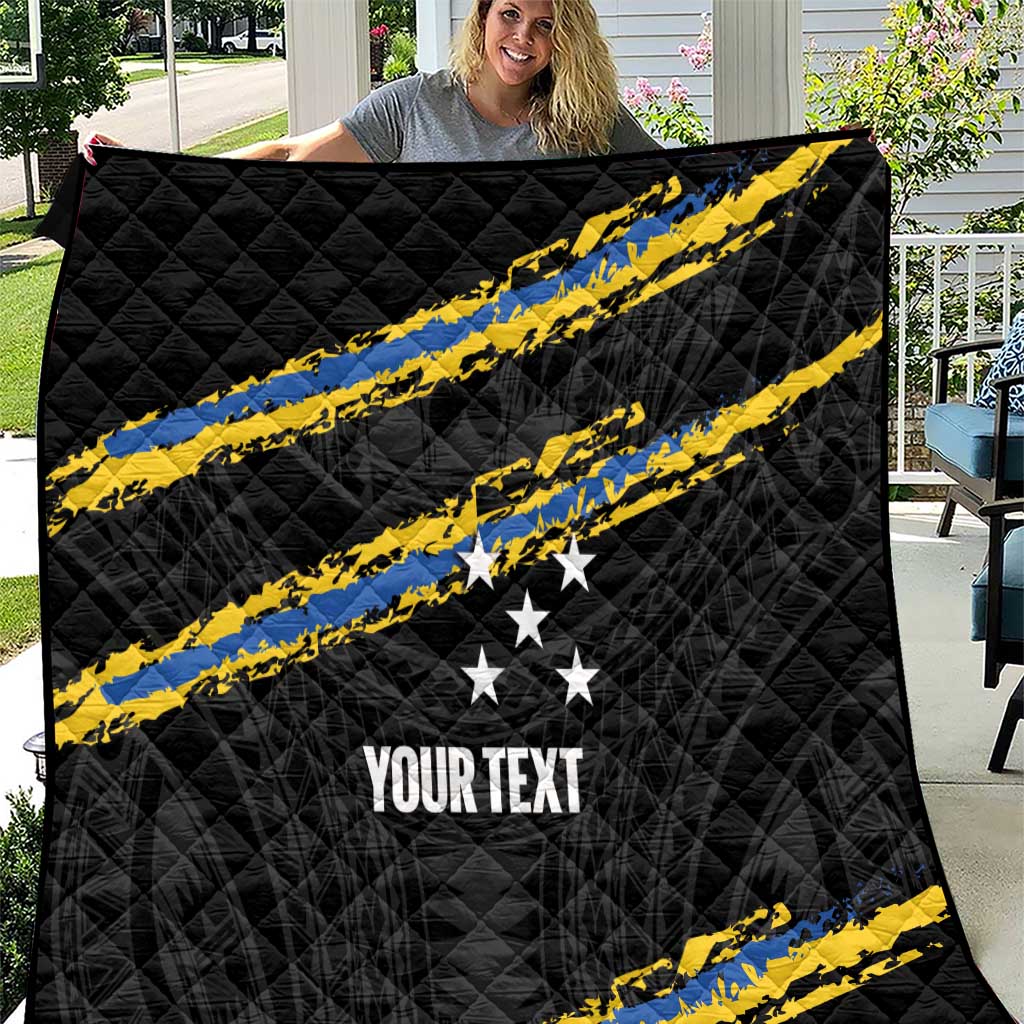 Kings Solomon Islands Football Custom Quilt Come On Solomons Polynesian Grunge Style LT14 Black - Polynesian Pride
