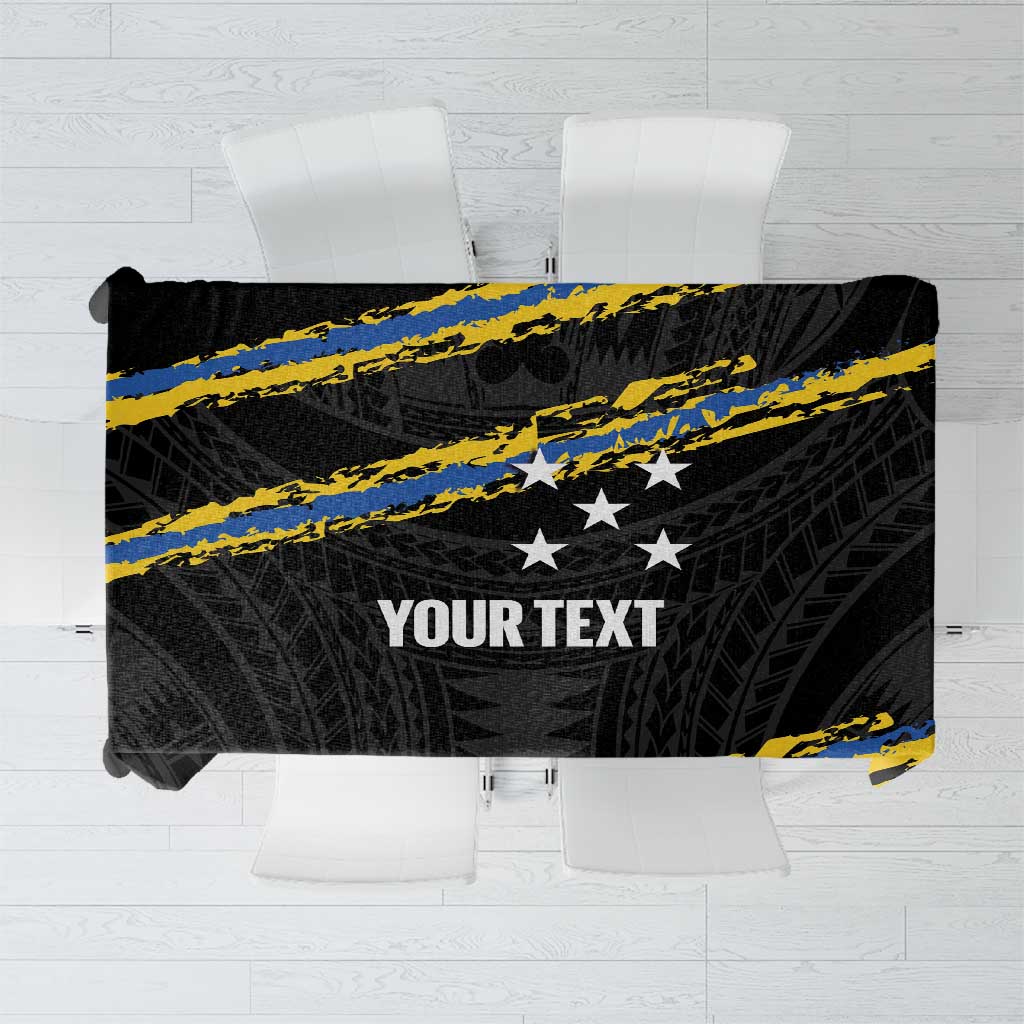 Kings Solomon Islands Football Custom Tablecloth Come On Solomons Polynesian Grunge Style LT14 Black - Polynesian Pride