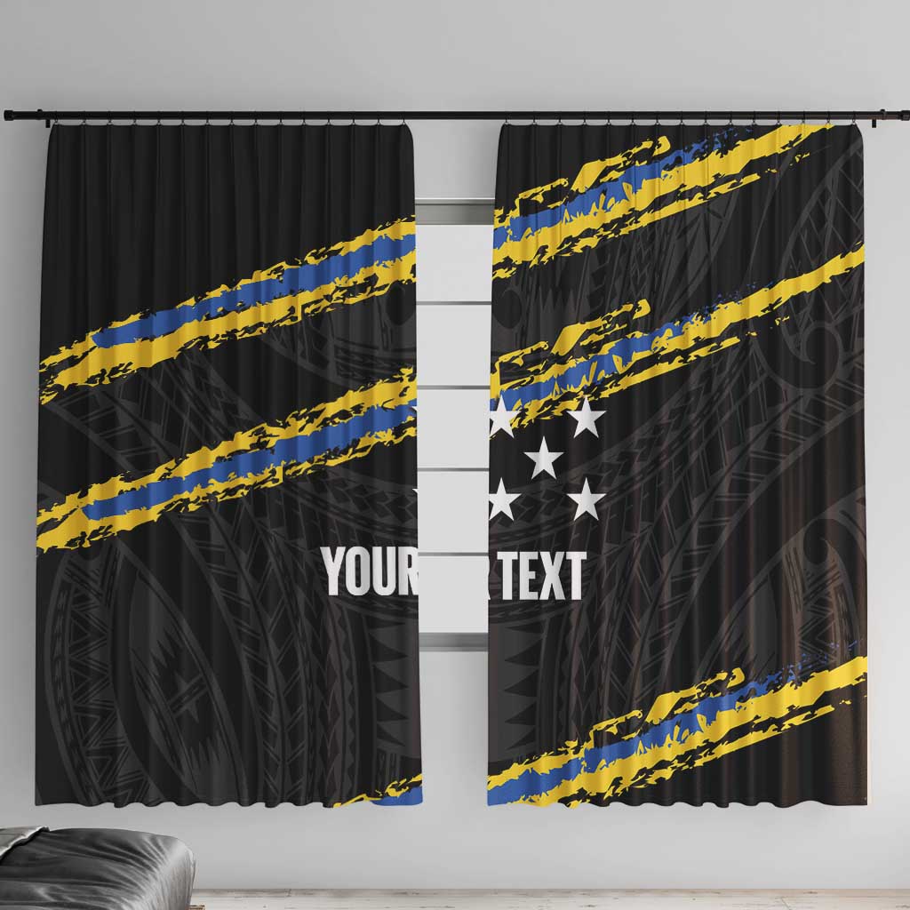 Kings Solomon Islands Football Custom Window Curtain Come On Solomons Polynesian Grunge Style LT14 With Hooks Black - Polynesian Pride