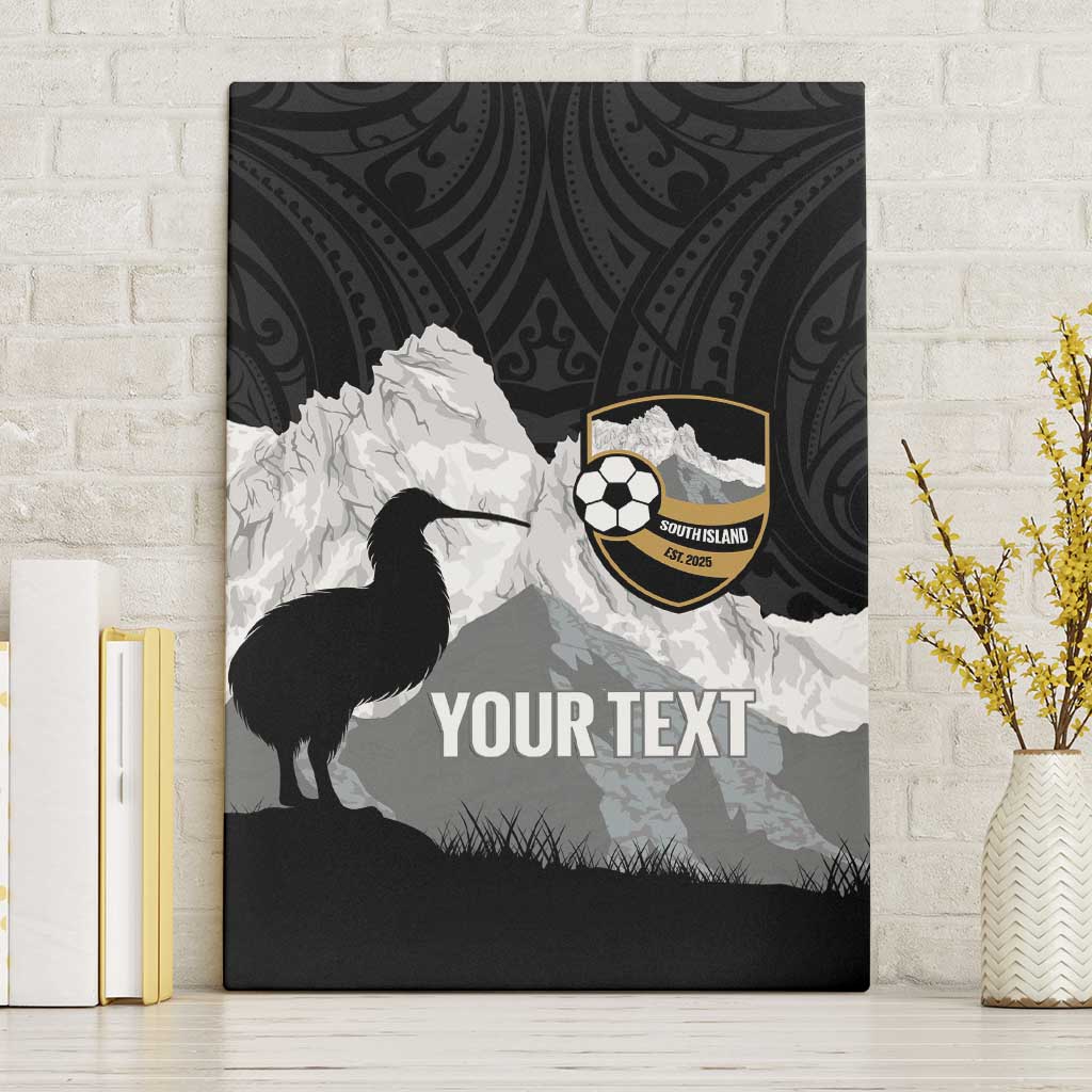 New Zealand South Island Football Custom Canvas Wall Art Aoraki Mount Cook With Kiwi Maori Pattern LT14 Without Frame Black - Polynesian Pride