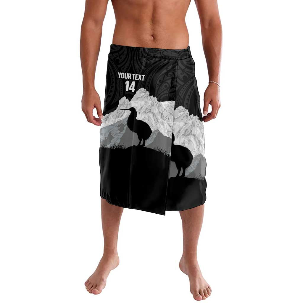 New Zealand South Island Football Custom Lavalava Aoraki Mount Cook With Kiwi Maori Pattern LT14 Black - Polynesian Pride