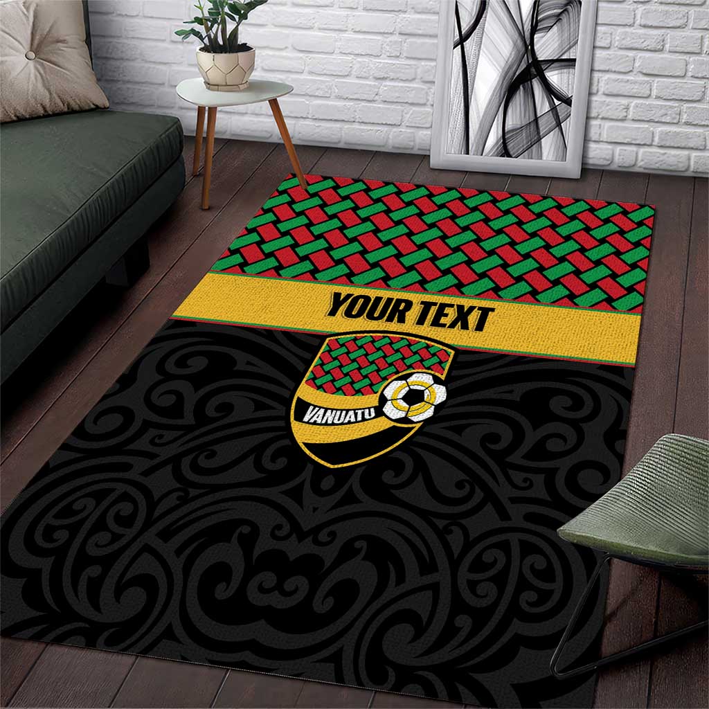 Vanuatu Football Custom Area Rug Go Chiefs Basket-weave Pattern LT14 Black - Polynesian Pride