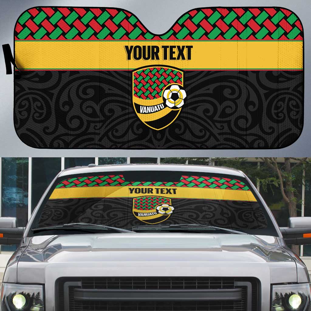 Vanuatu Football Custom Auto Sun Shade Go Chiefs Basket-weave Pattern LT14 Black - Polynesian Pride