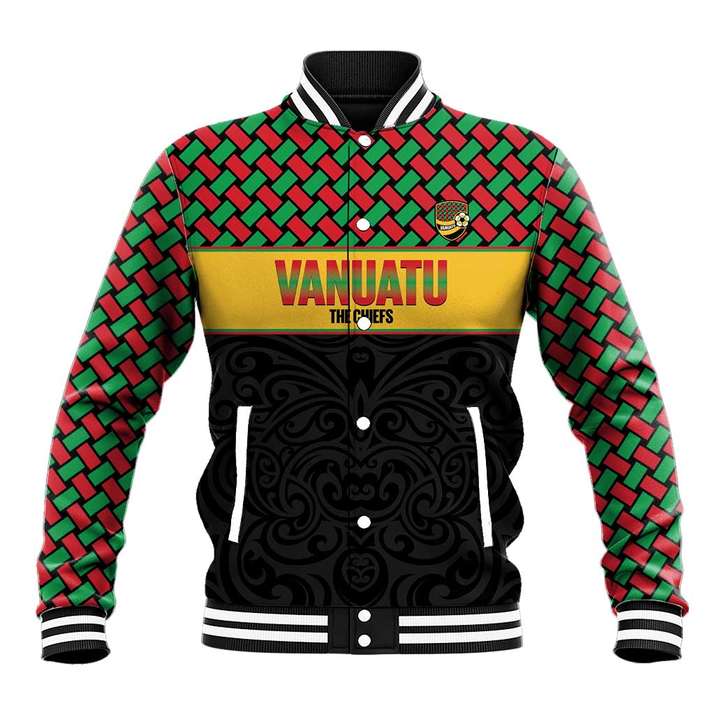 Vanuatu Football Custom Baseball Jacket Go Chiefs Basket-weave Pattern LT14 Unisex Black - Polynesian Pride