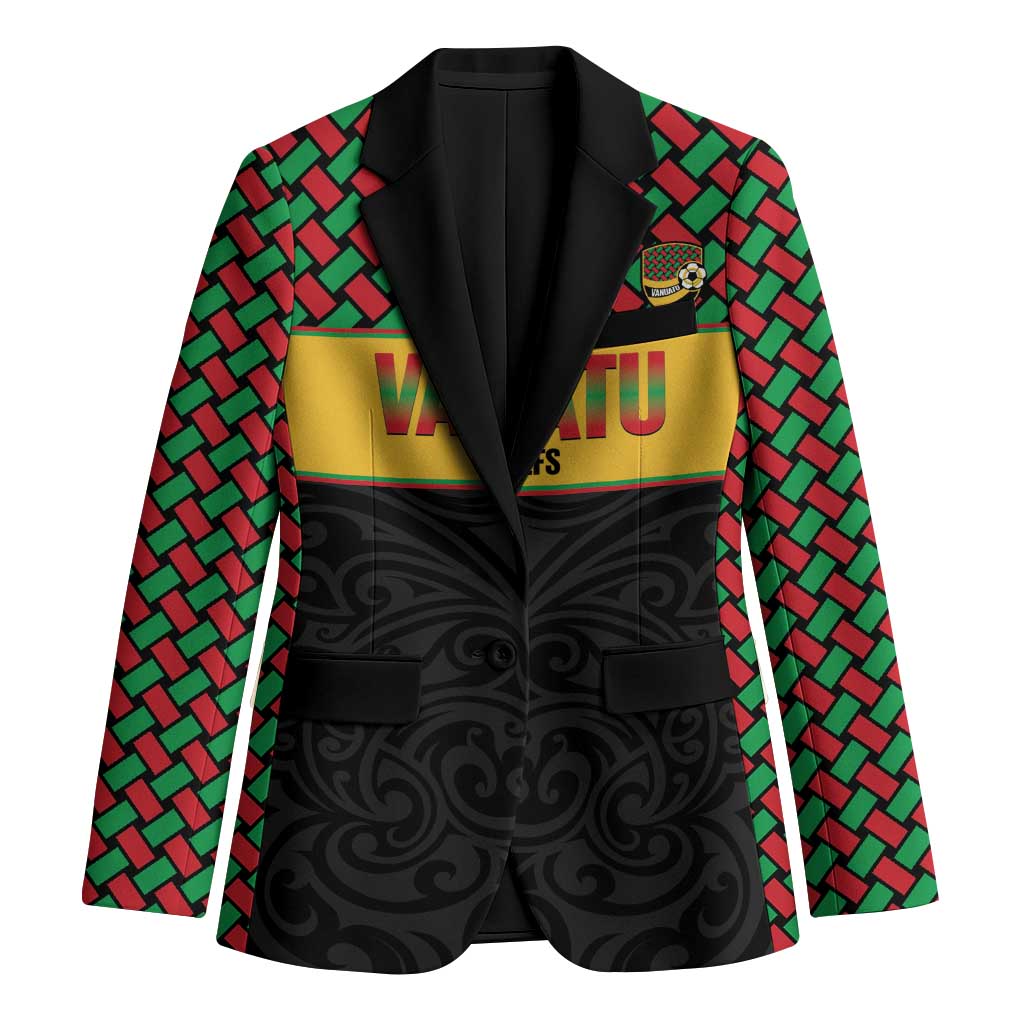 Vanuatu Football Custom Blazer Go Chiefs Basket-weave Pattern LT14 Unisex Black - Polynesian Pride