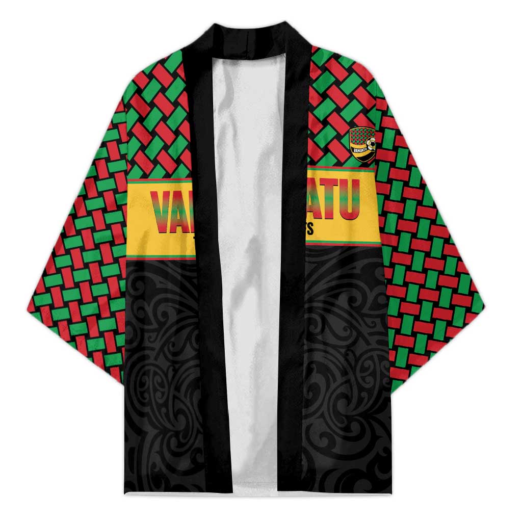 Vanuatu Football Custom Kimono Go Chiefs Basket-weave Pattern LT14 Unisex Black - Polynesian Pride