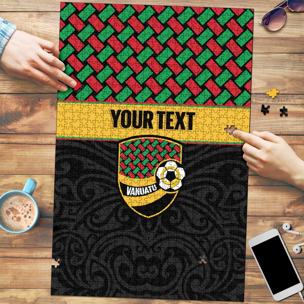 Vanuatu Football Custom Puzzle Go Chiefs Basket-weave Pattern LT14 Black - Polynesian Pride
