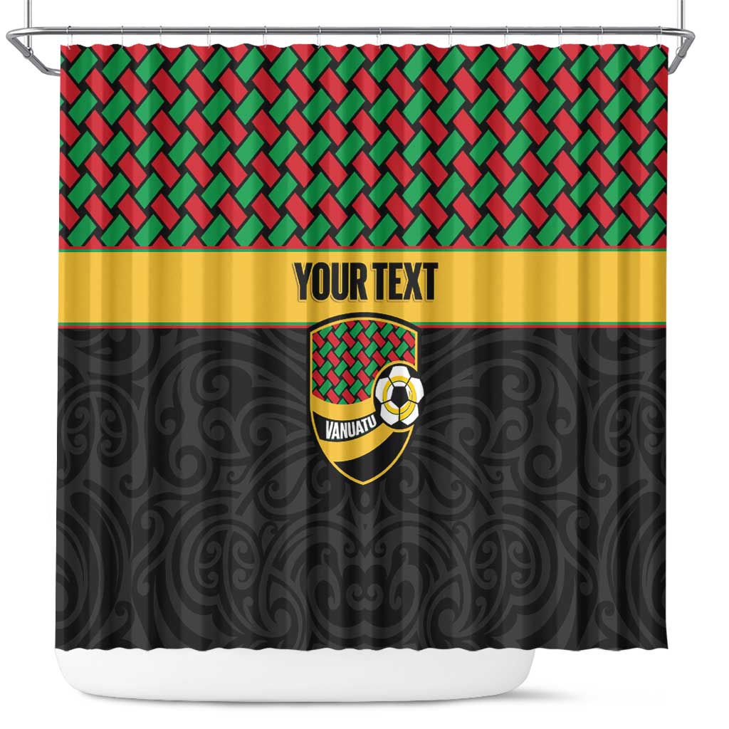 Vanuatu Football Custom Shower Curtain Go Chiefs Basket-weave Pattern LT14 Black - Polynesian Pride