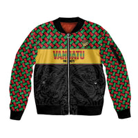 Vanuatu Football Custom Sleeve Zip Bomber Jacket Go Chiefs Basket-weave Pattern LT14 Unisex Black - Polynesian Pride