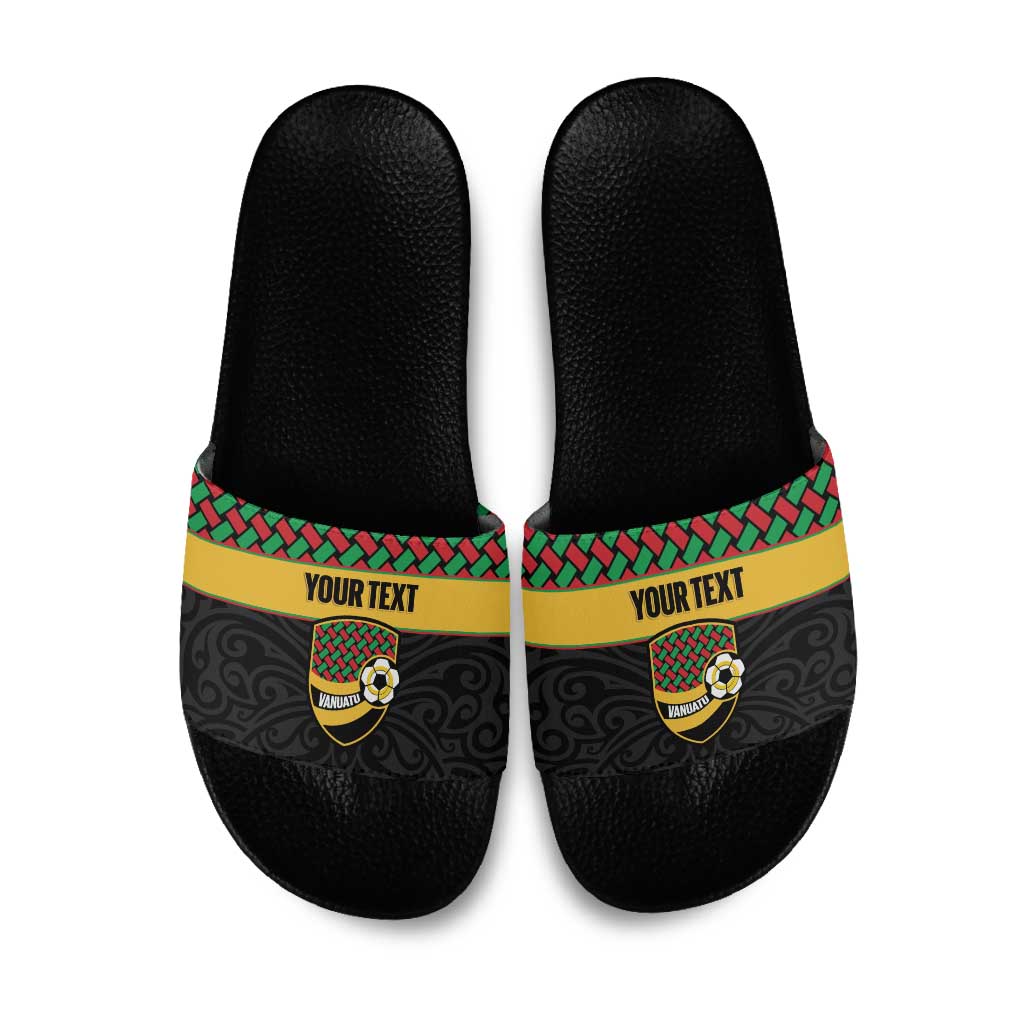 Vanuatu Football Custom Slide Sandals Go Chiefs Basket-weave Pattern LT14 Black - Polynesian Pride