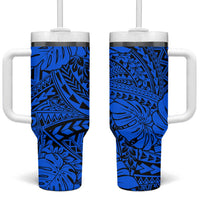 Blue Hawaii Tumbler With Handle Polynesian Tribal Art LT14 One Size: 40 oz Blue - Polynesian Pride