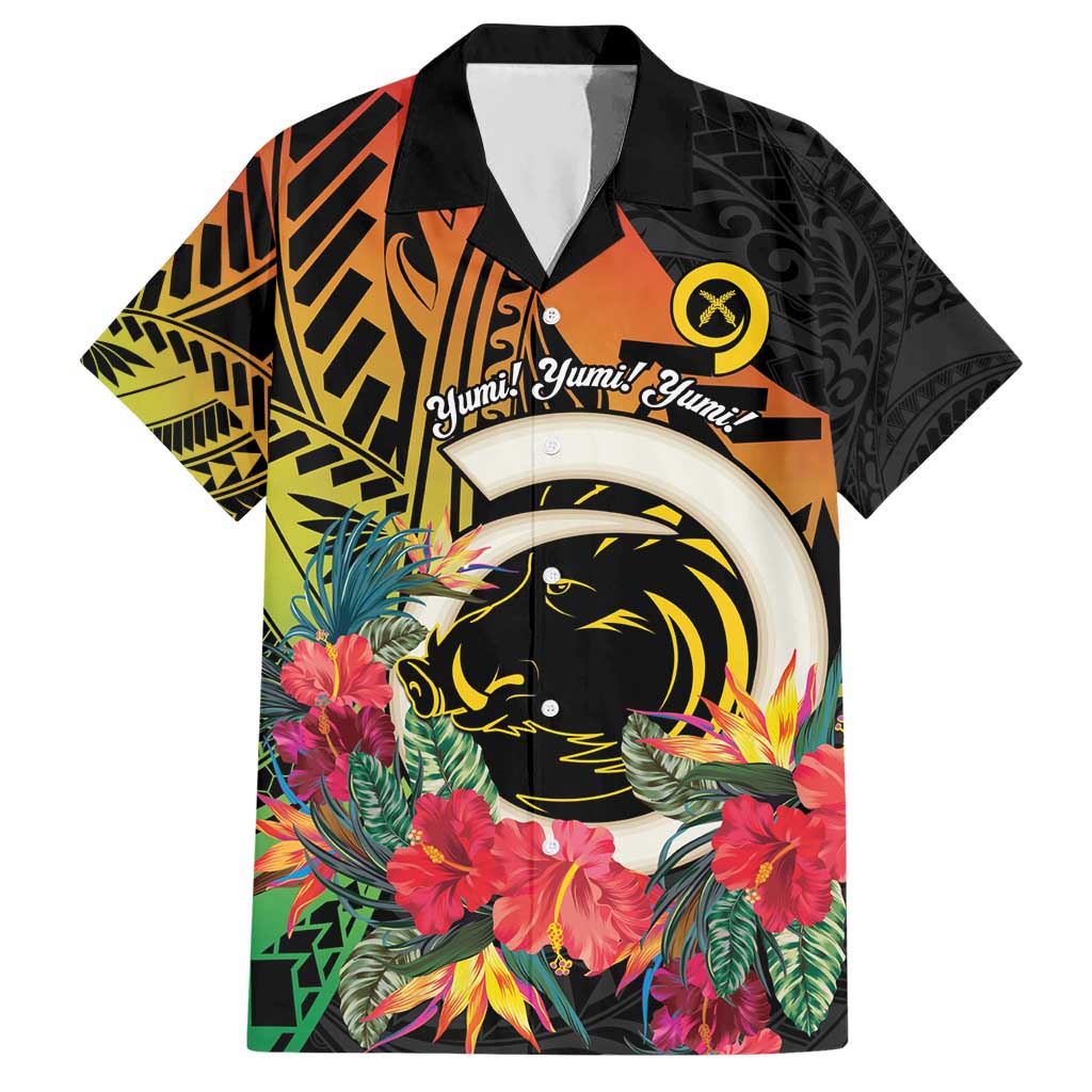 Vanuatu Boar Tusk Yumi Yumi Yumi Hawaiian Shirt Independens Dei Long God Yumi Stanap LT14 Black - Polynesian Pride