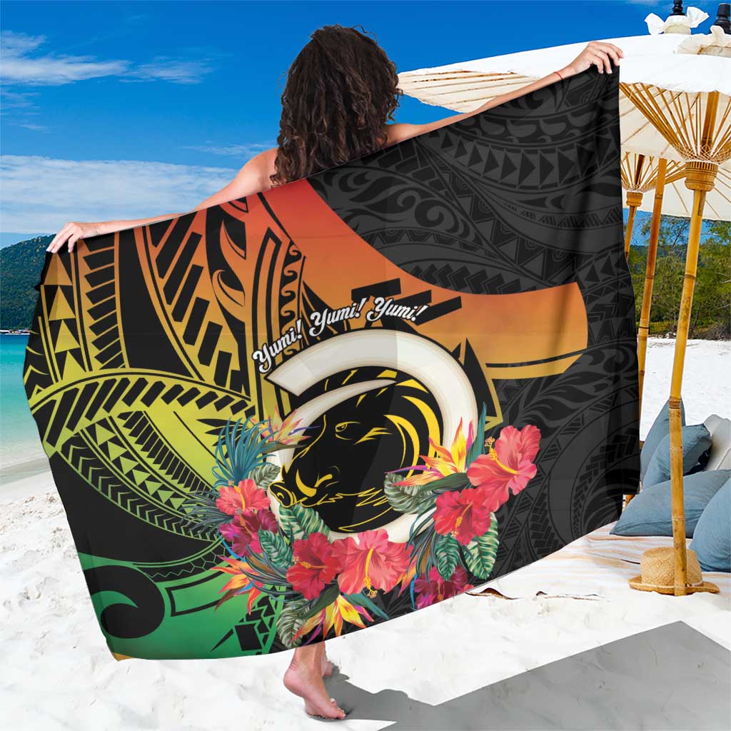 Vanuatu Boar Tusk Yumi Yumi Yumi Sarong Independens Dei Long God Yumi Stanap LT14 One Size 44 x 66 inches Black - Polynesian Pride