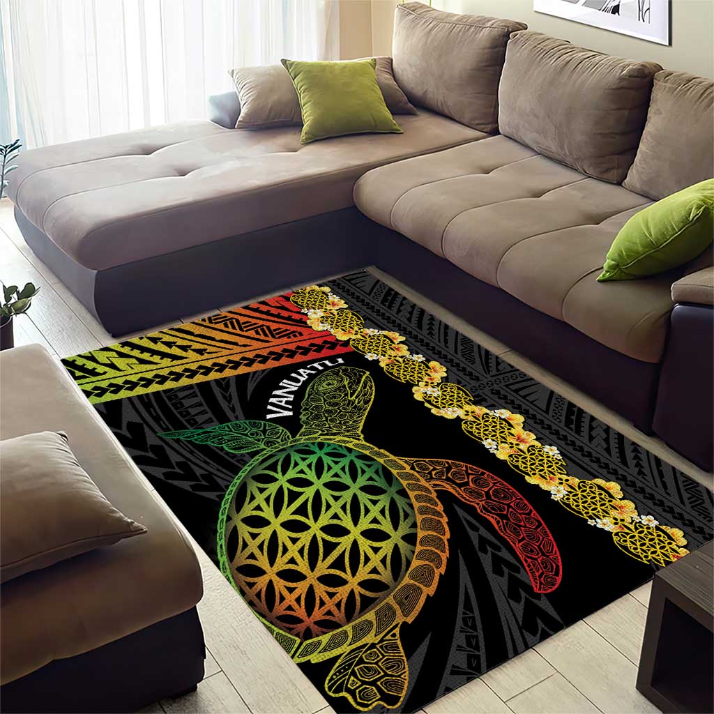 Vanuatu Sand Drawing Turtle Area Rug Happy Independence Day LT14 - Polynesian Pride
