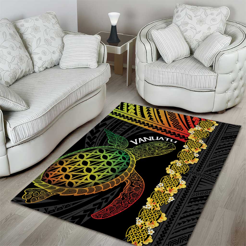 Vanuatu Sand Drawing Turtle Area Rug Happy Independence Day LT14 - Polynesian Pride