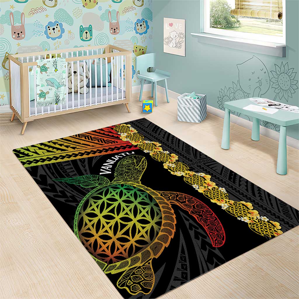Vanuatu Sand Drawing Turtle Area Rug Happy Independence Day LT14 - Polynesian Pride
