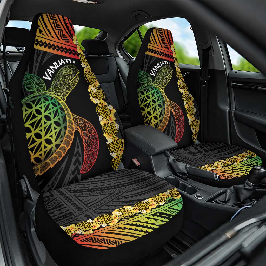 Vanuatu Sand Drawing Turtle Car Seat Cover Happy Independence Day LT14 One Size Black - Polynesian Pride