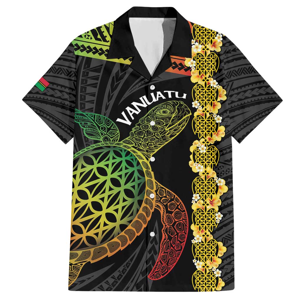 Vanuatu Sand Drawing Turtle Hawaiian Shirt Happy Independence Day LT14 Black - Polynesian Pride