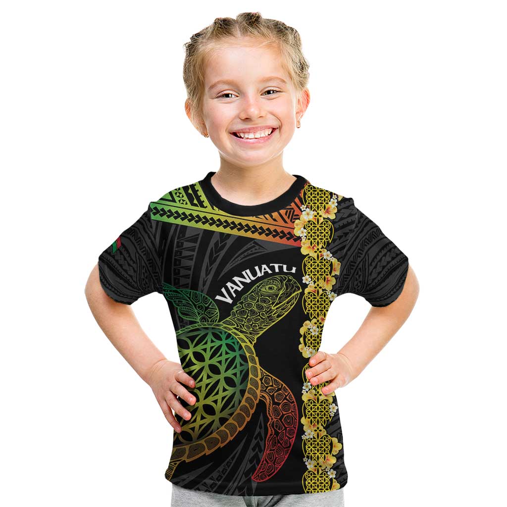 Vanuatu Sand Drawing Turtle Kid T Shirt Happy Independence Day LT14 Black - Polynesian Pride