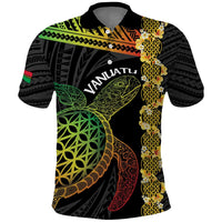 Vanuatu Sand Drawing Turtle Polo Shirt Happy Independence Day LT14 Black - Polynesian Pride
