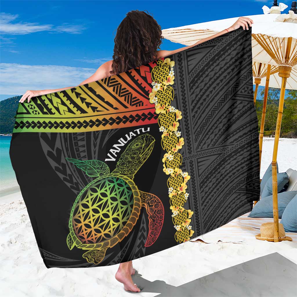 Vanuatu Sand Drawing Turtle Sarong Happy Independence Day LT14 One Size 44 x 66 inches Black - Polynesian Pride