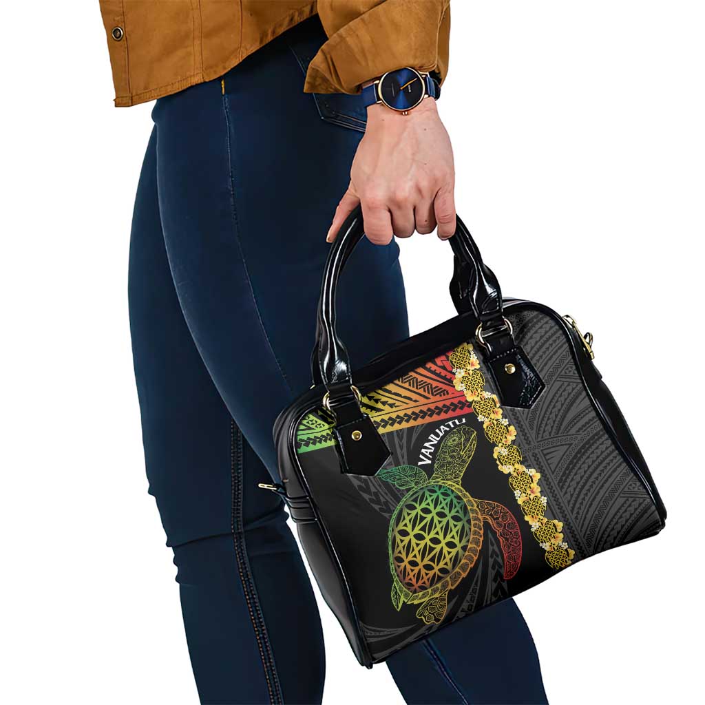 Vanuatu Sand Drawing Turtle Shoulder Handbag Happy Independence Day LT14 - Polynesian Pride