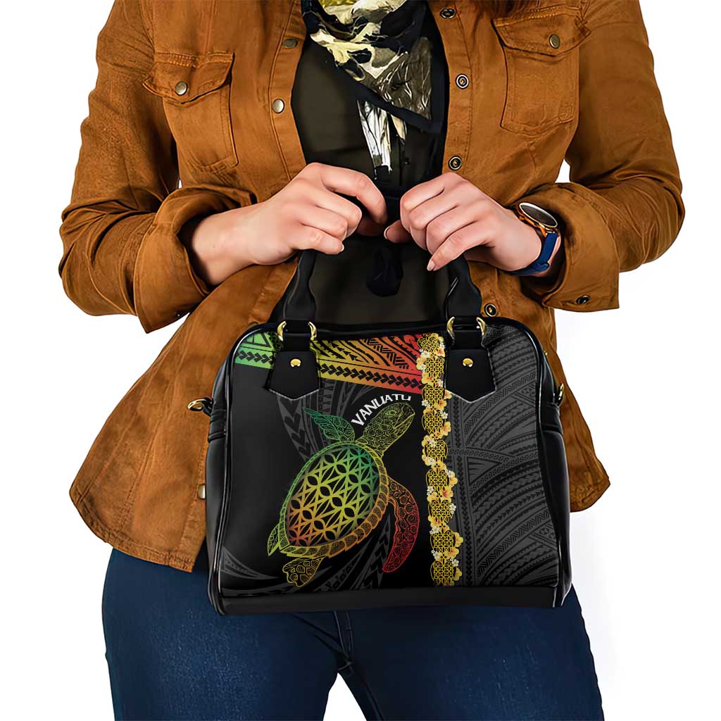 Vanuatu Sand Drawing Turtle Shoulder Handbag Happy Independence Day LT14 - Polynesian Pride