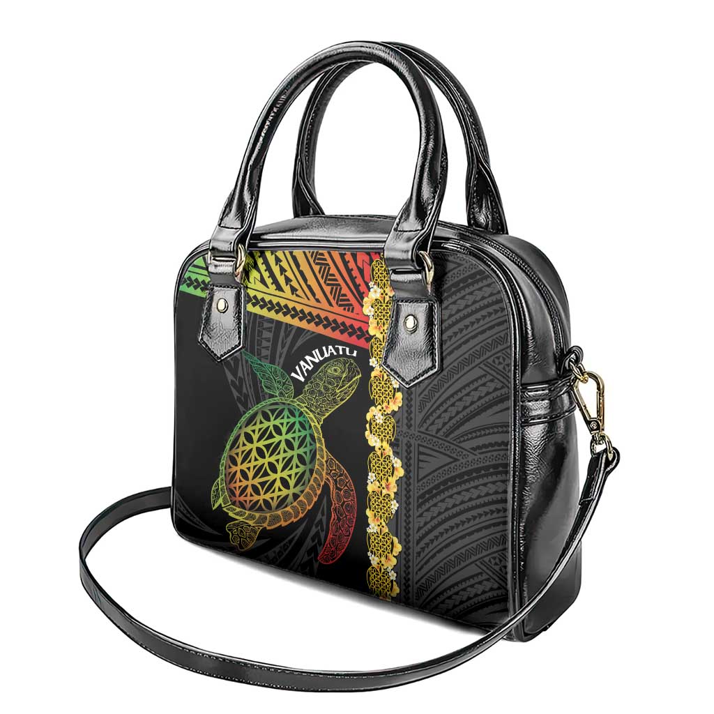 Vanuatu Sand Drawing Turtle Shoulder Handbag Happy Independence Day LT14 - Polynesian Pride