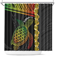 Vanuatu Sand Drawing Turtle Shower Curtain Happy Independence Day LT14 Black - Polynesian Pride