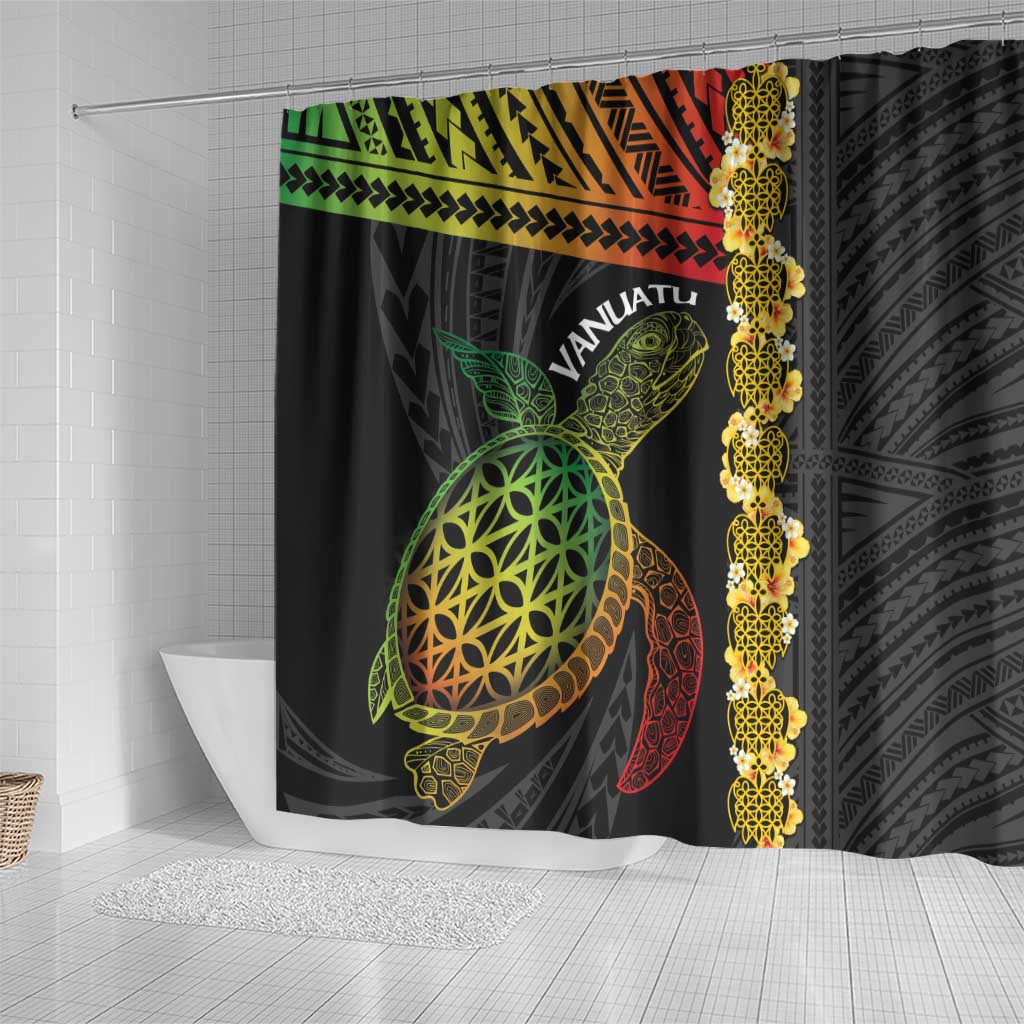 Vanuatu Sand Drawing Turtle Shower Curtain Happy Independence Day LT14 - Polynesian Pride