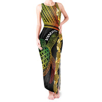 Vanuatu Sand Drawing Turtle Tank Maxi Dress Happy Independence Day LT14 Women Black - Polynesian Pride