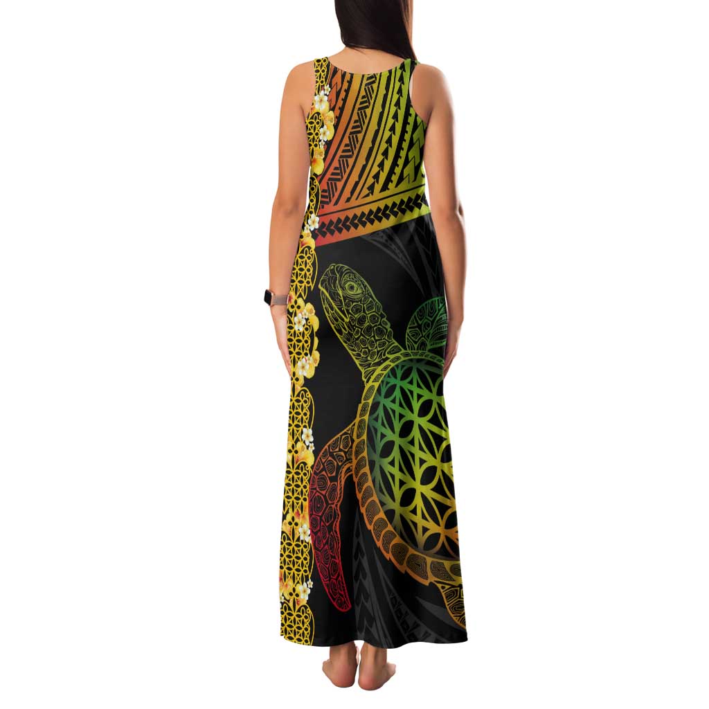 Vanuatu Sand Drawing Turtle Tank Maxi Dress Happy Independence Day LT14 - Polynesian Pride