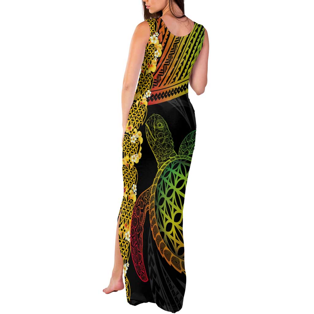 Vanuatu Sand Drawing Turtle Tank Maxi Dress Happy Independence Day LT14 - Polynesian Pride