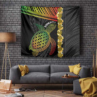Vanuatu Sand Drawing Turtle Tapestry Happy Independence Day LT14 Black - Polynesian Pride