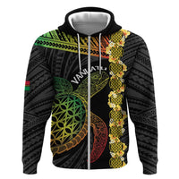 Vanuatu Sand Drawing Turtle Zip Hoodie Happy Independence Day LT14 Zip Hoodie Black - Polynesian Pride