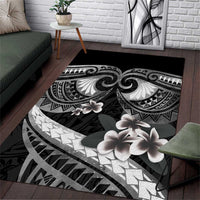 Black Polynesia Area Rug Tribal Pattern Tropical Frangipani LT14 Black - Polynesian Pride