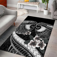 Black Polynesia Area Rug Tribal Pattern Tropical Frangipani LT14 - Polynesian Pride