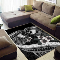 Black Polynesia Area Rug Tribal Pattern Tropical Frangipani LT14 - Polynesian Pride