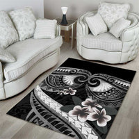 Black Polynesia Area Rug Tribal Pattern Tropical Frangipani LT14 - Polynesian Pride