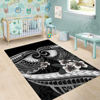 Black Polynesia Area Rug Tribal Pattern Tropical Frangipani LT14 - Polynesian Pride