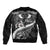 Black Polynesia Bomber Jacket Tribal Pattern Tropical Frangipani