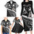 Black Polynesia Family Matching Long Sleeve Bodycon Dress and Hawaiian Shirt Tribal Pattern Tropical Frangipani