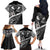 Black Polynesia Family Matching Off The Shoulder Long Sleeve Dress and Hawaiian Shirt Tribal Pattern Tropical Frangipani