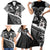 Black Polynesia Family Matching Short Sleeve Bodycon Dress and Hawaiian Shirt Tribal Pattern Tropical Frangipani