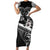 Black Polynesia Family Matching Short Sleeve Bodycon Dress and Hawaiian Shirt Tribal Pattern Tropical Frangipani