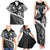 Black Polynesia Family Matching Tank Maxi Dress and Hawaiian Shirt Tribal Pattern Tropical Frangipani